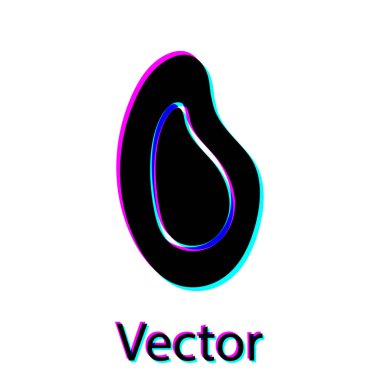 Beyaz arkaplanda siyah midye simgesi izole edildi. Taze deniz ürünleri. Vektör..