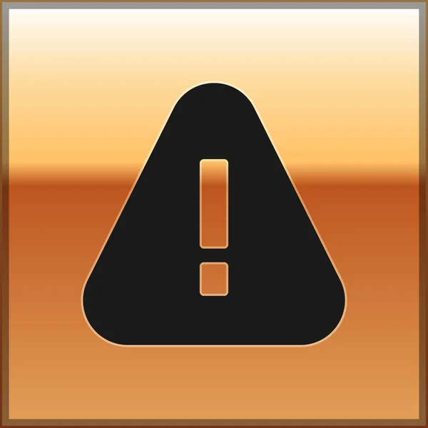 Schwarzes Ausrufezeichen Dreieck Symbol Auf Goldenem Hintergrund Gefahrenwarnschild Vorsicht Achtung — Stockvektor