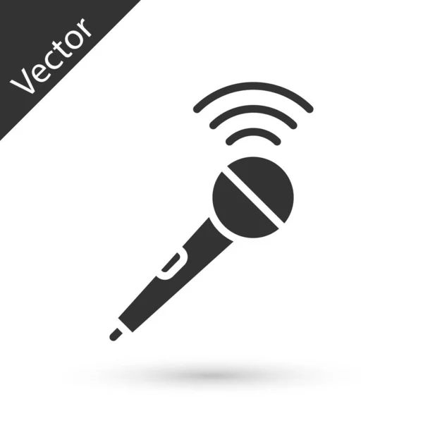 Иконка Микрофона Grey Wireless Изолирована Белом Фоне Радиомикрофоне Знак Оратора — стоковый вектор