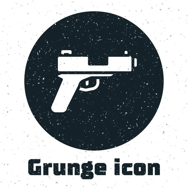 Grunge Pistol Gun Icon Isolated White Background Police Military Handgun — Stock Vector