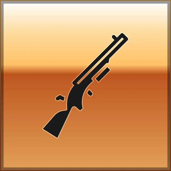 Black Shotgun Icon Isolated Gold Background Hunting Gun Vector — Stock Vector