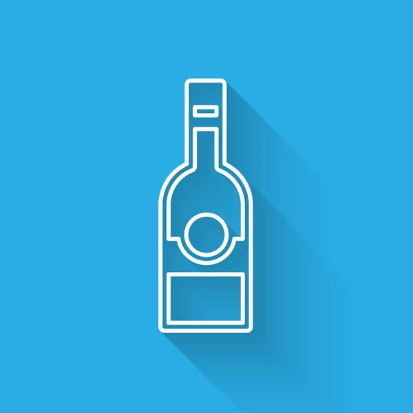 Weiße Linie Glasflasche Mit Wodka Symbol Isoliert Mit Langem Schatten — Stockvektor