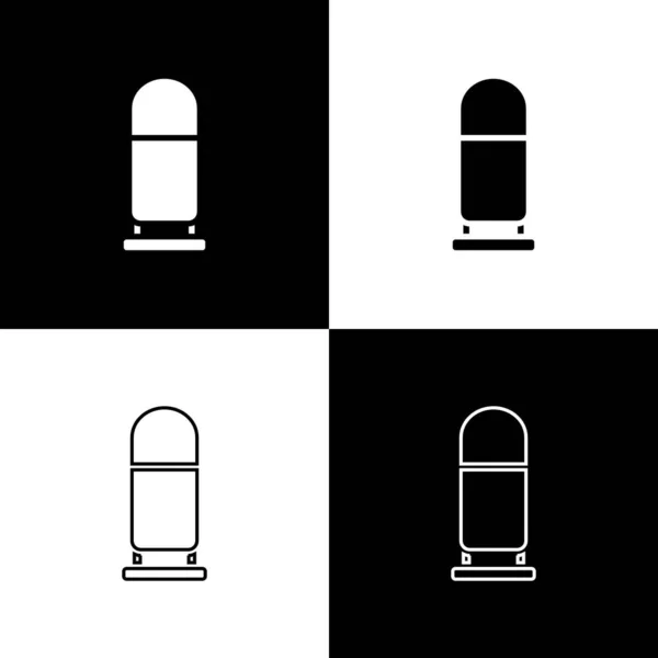 Set Bullet Icon Isolated Black White Background Vector — Stock Vector