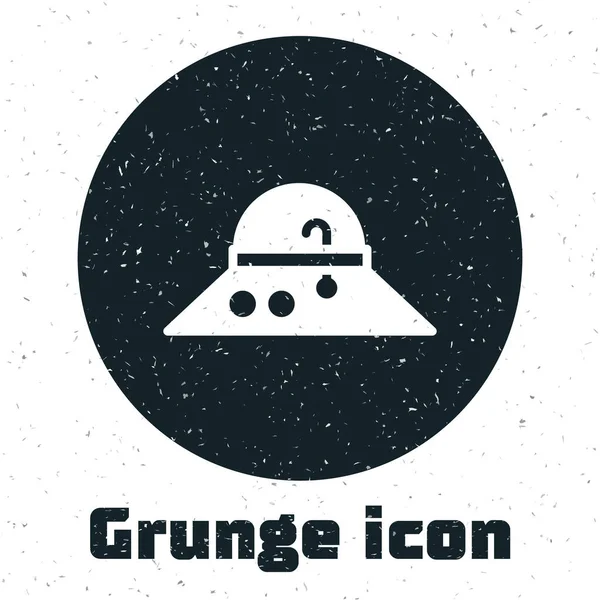 Grunge Fisherman Hat Icon 배경에 분리되어 모노크롬 빈티지그리기 Vector — 스톡 벡터