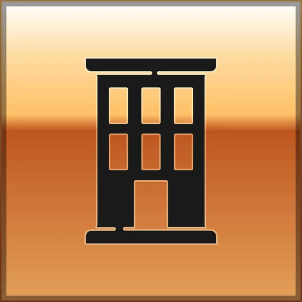Иконка Черного Дома Изолирована Золотом Фоне Домашний Символ Вектор — стоковый вектор