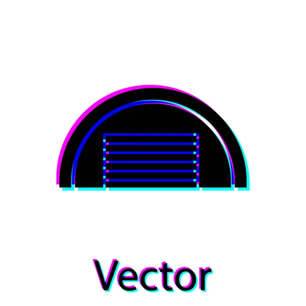 Icono Garaje Negro Aislado Sobre Fondo Blanco Vector — Vector de stock