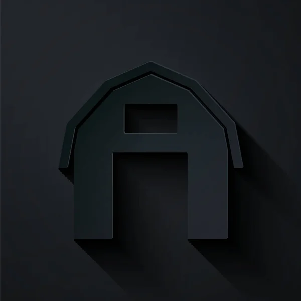 Иконка Фермерского Дома Вырезана Черном Фоне Бумажный Стиль Вектор — стоковый вектор