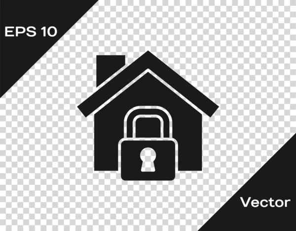 Maison Noire Sous Icône Protection Isolée Sur Fond Transparent Maison — Image vectorielle