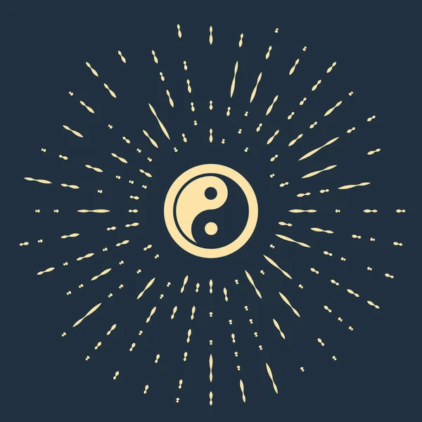 Beżowy Symbol Yin Yang Harmonii Równowagi Ikony Izolowane Niebieskim Tle — Wektor stockowy