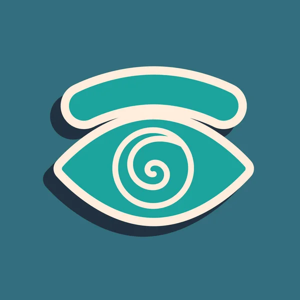 Иконка Зеленого Гипноза Выделена Зеленом Фоне Человеческий Глаз Спиральной Гипнотической — стоковый вектор