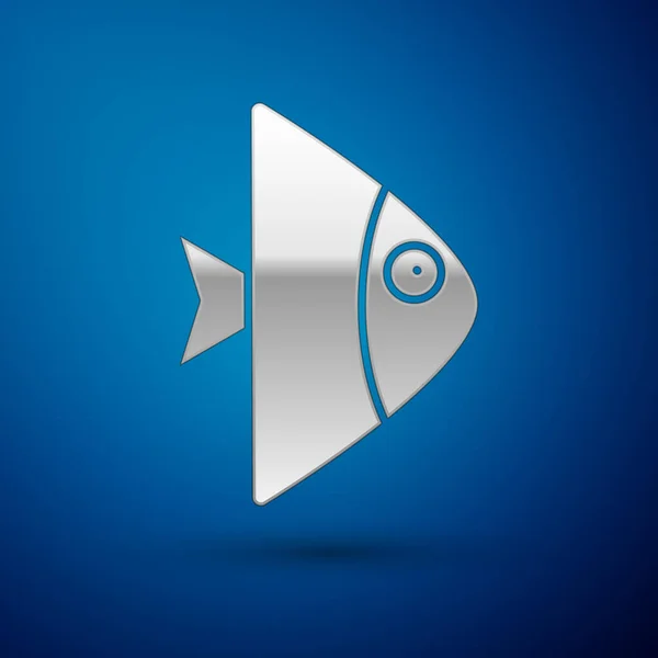 Silver Fish Icône Isolée Sur Fond Bleu Vecteur — Image vectorielle