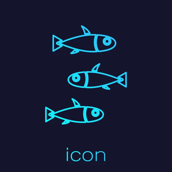ターコイズライン青い背景に隔離された魚のアイコン ベクトル — ストックベクタ