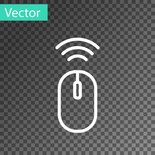 Línea Blanca Icono Del Sistema Inalámbrico Del Ratón Del Ordenador — Vector de stock