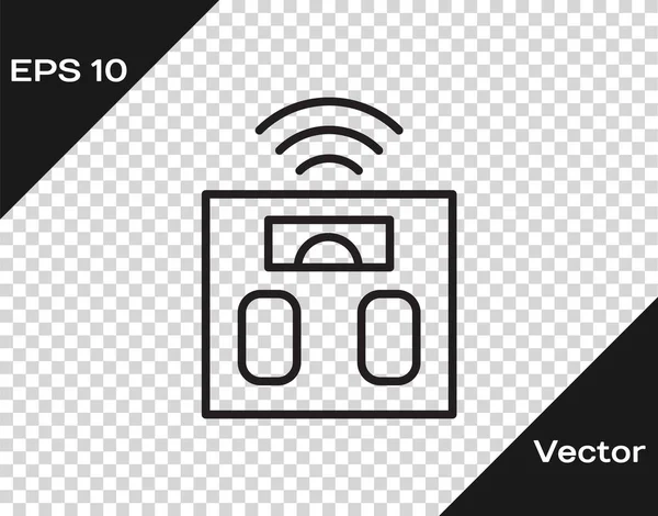 Linha Preta Ícone Balanças Banheiro Inteligente Isolado Fundo Transparente Equipamento — Vetor de Stock