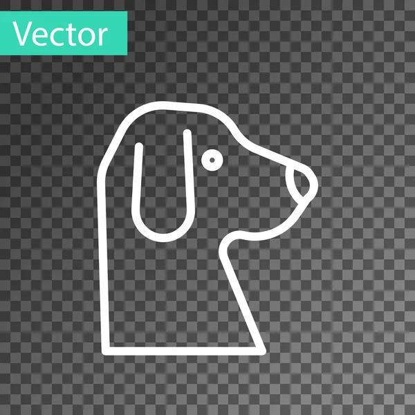 Cão Ícone Linha Branca Isolado Fundo Transparente Vetor — Vetor de Stock