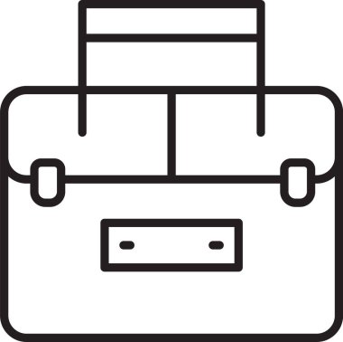 Beyaz arka planda izole edilmiş siyah çizgi kutusu ya da kutu konteynır sendeleyici ve dişli balıkçılık ekipmanları ikonu. Balık oltası. Vektör.