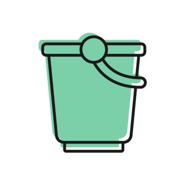 Beyaz arkaplanda siyah çizgi Bucket simgesi izole edildi. Vektör.