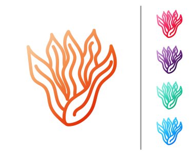 Kırmızı çizgi Seaweed simgesi beyaz arkaplanda izole edildi. Su altı deniz yosunu spirulinası, deniz yosunu bitkisi. Vejetaryen ve vejetaryen yemekleri. Renk simgelerini ayarla. Vektör..