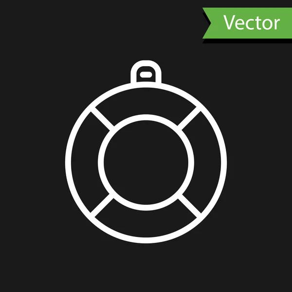 Белая Линия Lifebuoy Значок Изолирован Черном Фоне Символ Пояса Вектор — стоковый вектор