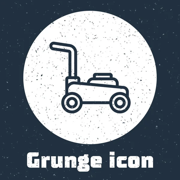 Grunge Line Lawn Mower Icon Isolated Grey Background Lawn Mower — Stock Vector