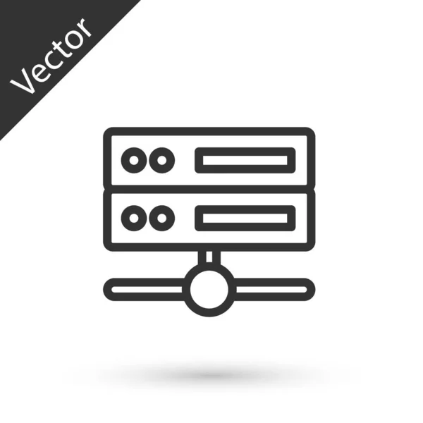 Grey Line Server Data Web Hosting Icon Isolated White Background — Stock Vector