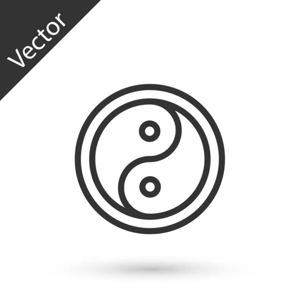 Graue Linie Yin Yang Symbol Der Harmonie Und Balance Symbol — Stockvektor