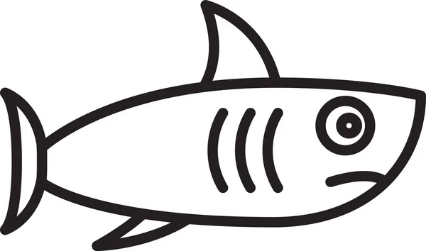 Zwarte Lijn Shark Pictogram Geïsoleerd Witte Achtergrond Vector — Stockvector