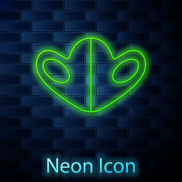 Glowing Neon Line Medical Protective Mask Icon Isolated Brick Wall - Stok Vektor