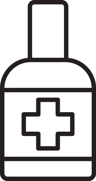 Línea Negra Botella Jabón Líquido Antibacteriano Con Icono Del Dispensador — Vector de stock