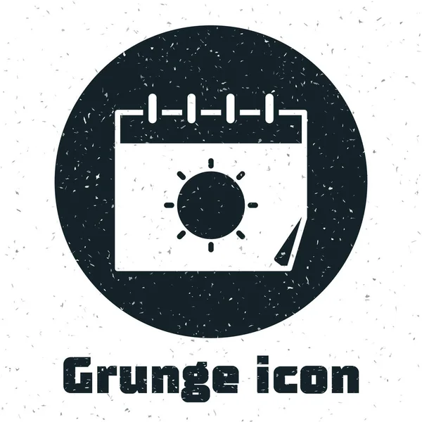 Calendario Grunge Icono Del Sol Aislados Sobre Fondo Blanco Evento — Vector de stock