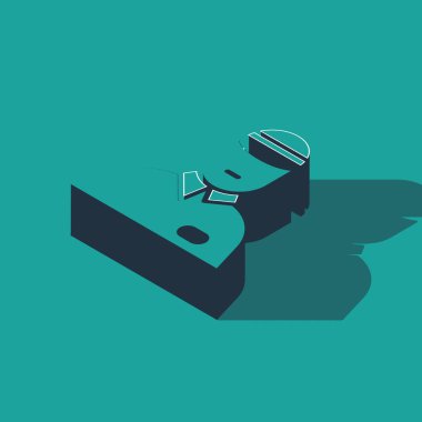 Isometric Seller simgesi yeşil arkaplanda izole edildi. Vektör İllüstrasyonu.