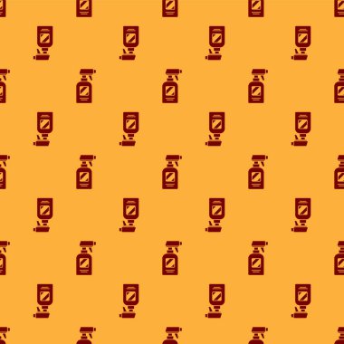 Kırmızı Kuaför tabanca sprey şişesi. Üzerinde su ikonu var. Kahverengi arka planda iz bırakmamış. Vektör İllüstrasyonu.