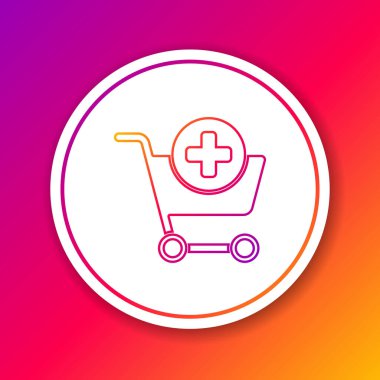 Renk satırı Alışveriş Arabası simgesine renk arkaplanı izole edildi. İnternetten satın alma konsepti. Servis tabelası. Süpermarket sepeti sembolü. Çember beyaz düğme. Vektör İllüstrasyonu.