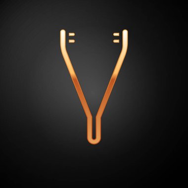 Altın Tıbbi cımbız simgesi siyah arkaplanda izole edilmiş. İlaç ve sağlık. Anatomik cımbız. Vektör İllüstrasyonu.