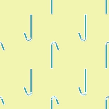 Yeşil İçen plastik saman simgesi sarı arka planda izole edilmiş pürüzsüz desen. Vektör İllüstrasyonu.