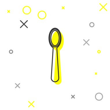 Tek kullanımlık gri çizgi plastik kaşık simgesi beyaz arka planda izole edilmiş. Vektör İllüstrasyonu.