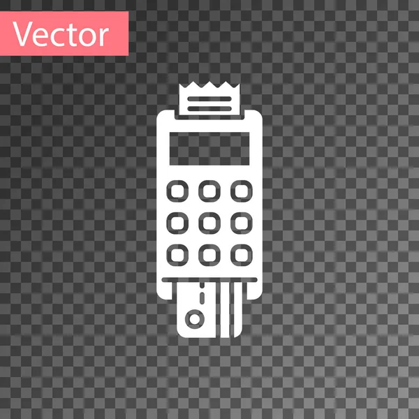 Terminal Punto Venta Blanco Con Tarjeta Crédito Insertada Icono Receptor — Vector de stock