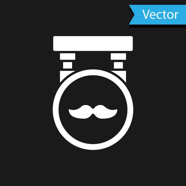 Weißes Barbershop Symbol Isoliert Auf Schwarzem Hintergrund Friseur Logo Oder — Stockvektor