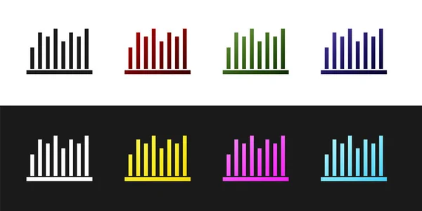 Establecer Icono Infografía Gráfico Pie Aislado Sobre Fondo Blanco Negro — Archivo Imágenes Vectoriales