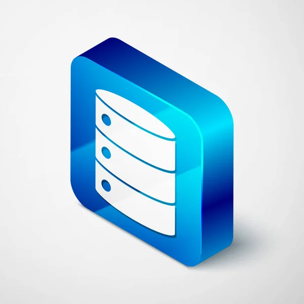 Izometrický Server Data Web Hosting Ikona Izolované Šedém Pozadí Modré — Stockový vektor