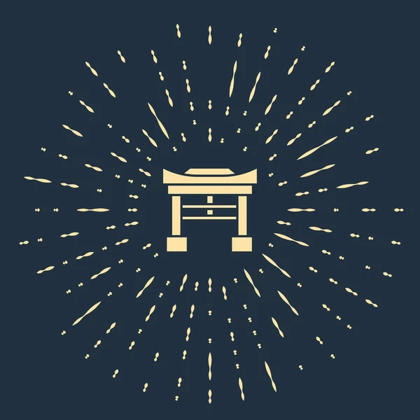 Icono Beige Japan Gate Aislado Sobre Fondo Azul Señal Puerta — Vector de stock