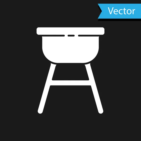 Icono Parrilla Barbacoa Blanca Aislado Sobre Fondo Negro Fiesta Parrilla — Vector de stock