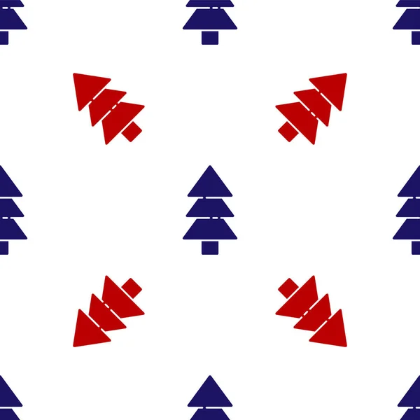 Modrá Červená Ikona Stromu Izolované Bezešvé Vzor Bílém Pozadí Symbol — Stockový vektor