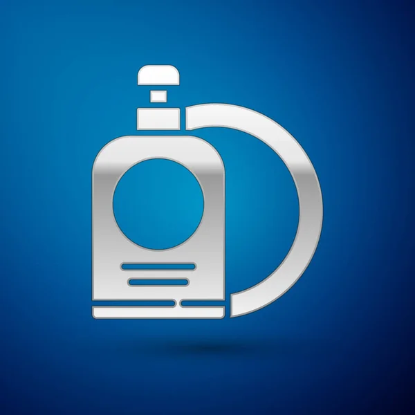 Silver Dishwashing Liquid Bottle Plate Icon Isolated Blue Background Liquid — Stock Vector