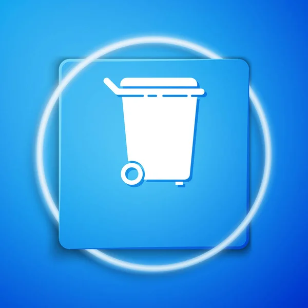 Weiße Mülleimer Symbol Isoliert Auf Blauem Hintergrund Mülleimer Schild Papierkorb — Stockvektor