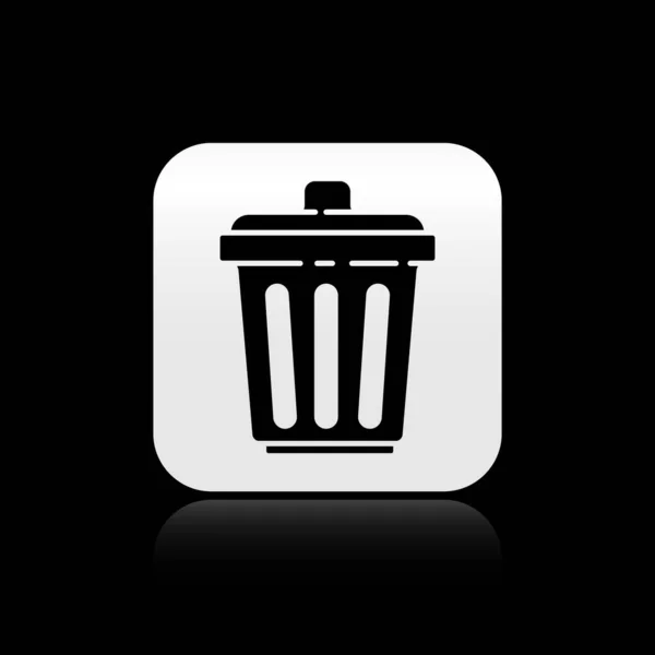 Black Trash Can Icon Isolated Black Background Garbage Bin Sign — 스톡 벡터