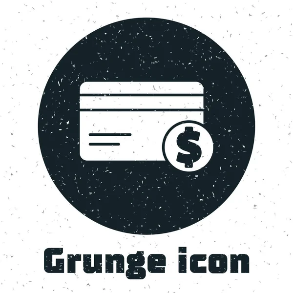 Grunge Icono Tarjeta Crédito Símbolo Dólar Aislado Sobre Fondo Blanco — Vector de stock