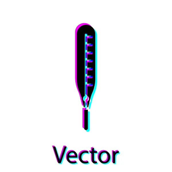 Thermomètre Médical Noir Pour Icône Examen Médical Isolé Sur Fond — Image vectorielle