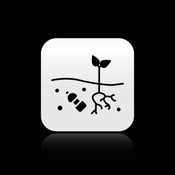 Black Problem Pollution Planet Icon Isolated Black Background Garbage Plastic — 스톡 벡터
