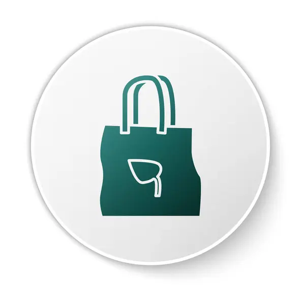 Shopping Bag Green Paper Con Icona Riciclo Isolata Sfondo Bianco — Vettoriale Stock